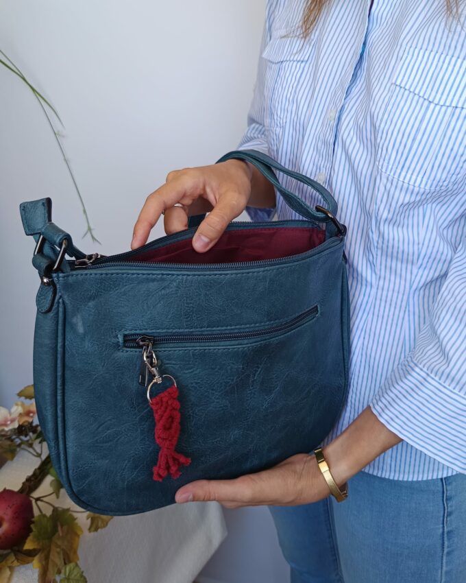 Bolso de cuero sintético multibolsillos azul